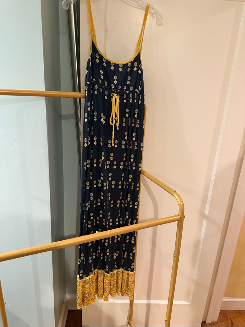 Juicy Couture Navy and Yellow Floral Maxi Dress
